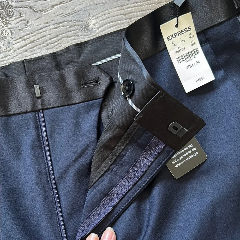 Express Blue Dress Pants with Straight Leg